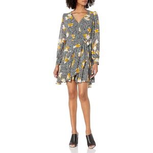 ASTR‎ The Label Floral Mini Wrap Dress Women's Size Medium Long Sleeve